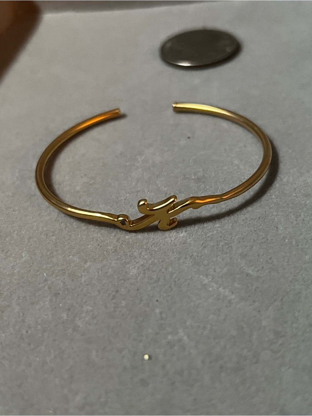 Gold Tone Bracelet with “K” initial Women Jewelry
